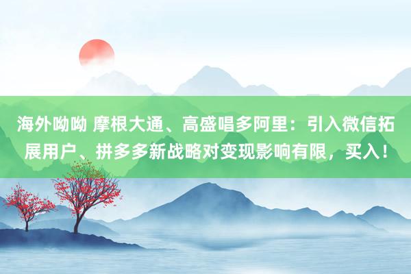 海外呦呦 摩根大通、高盛唱多阿里：引入微信拓展用户、拼多多新战略对变现影响有限，买入！
