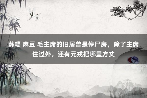 蘇暢 麻豆 毛主席的旧居曾是停尸房，除了主席住过外，还有元戎把哪里方丈