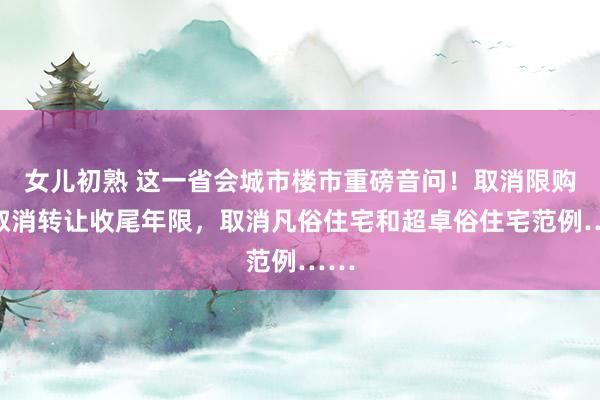 女儿初熟 这一省会城市楼市重磅音问！取消限购，取消转让收尾年限，取消凡俗住宅和超卓俗住宅范例……