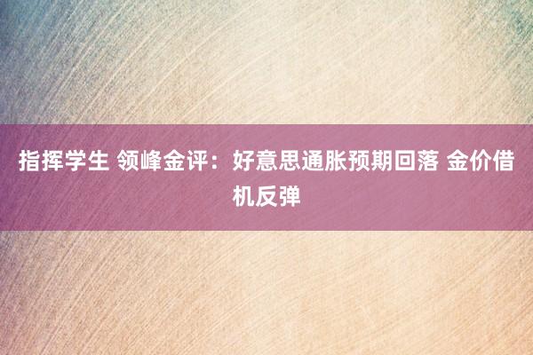 指挥学生 领峰金评：好意思通胀预期回落 金价借机反弹