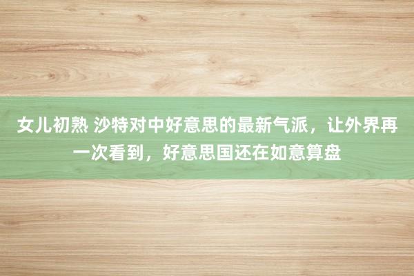 女儿初熟 沙特对中好意思的最新气派，让外界再一次看到，好意思国还在如意算盘