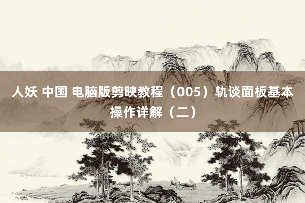 人妖 中国 电脑版剪映教程（005）轨谈面板基本操作详解（二）