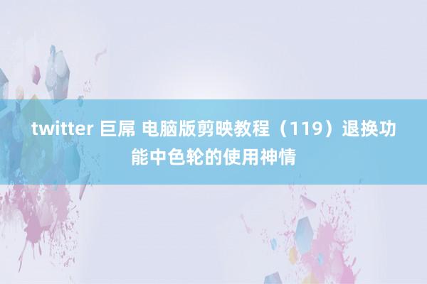 twitter 巨屌 电脑版剪映教程（119）退换功能中色轮的使用神情