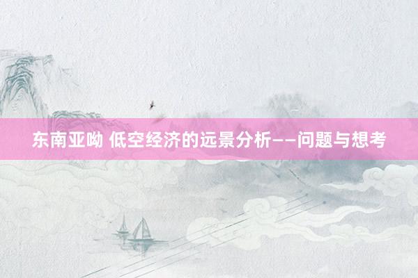 东南亚呦 低空经济的远景分析——问题与想考