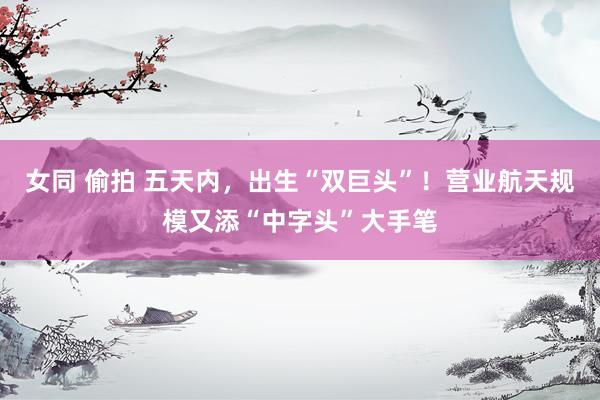 女同 偷拍 五天内，出生“双巨头”！营业航天规模又添“中字头”大手笔