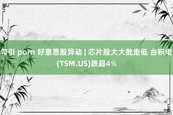 勾引 porn 好意思股异动 | 芯片股大大批走低 台积电(TSM.US)跌超4%