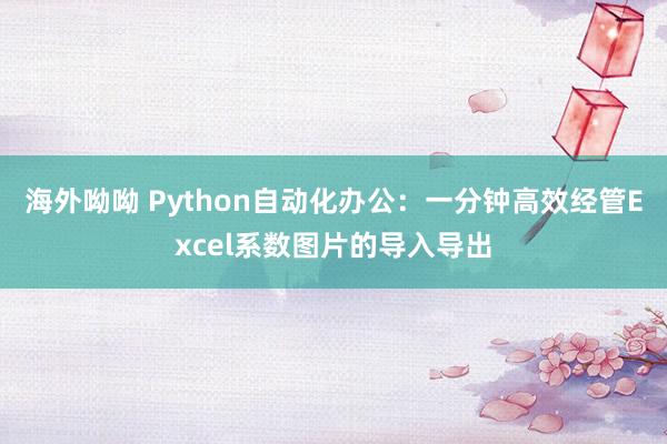 海外呦呦 Python自动化办公：一分钟高效经管Excel系数图片的导入导出