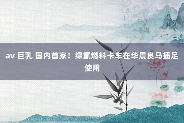 av 巨乳 国内首家！绿氢燃料卡车在华晨良马插足使用