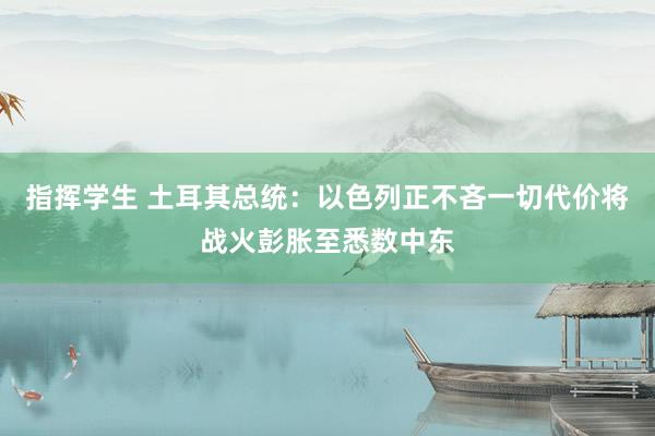 指挥学生 土耳其总统：以色列正不吝一切代价将战火彭胀至悉数中东
