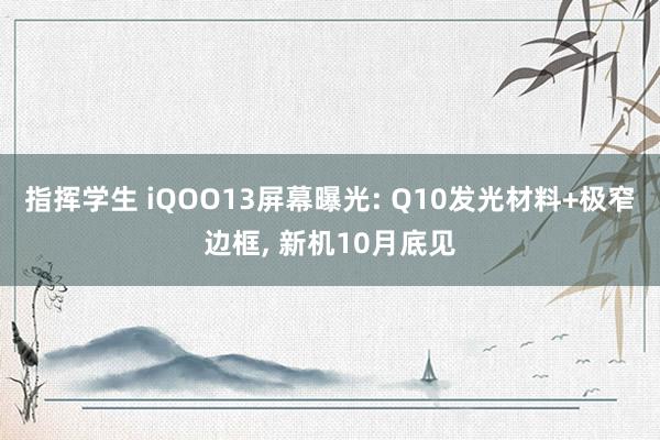 指挥学生 iQOO13屏幕曝光: Q10发光材料+极窄边框， 新机10月底见
