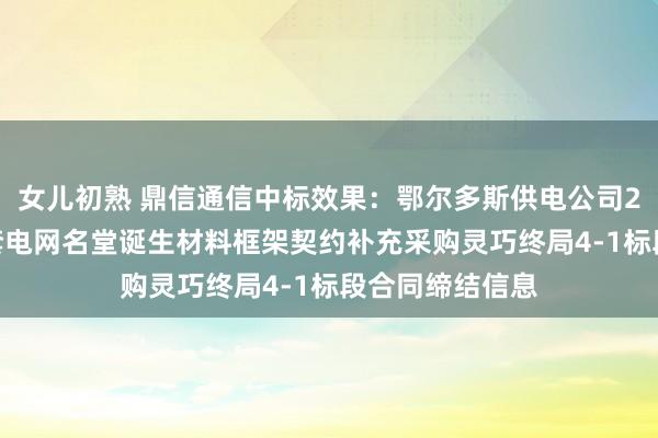 女儿初熟 鼎信通信中标效果：鄂尔多斯供电公司2024年业扩配套电网名堂诞生材料框架契约补充采购灵巧终局4-1标段合同缔结信息