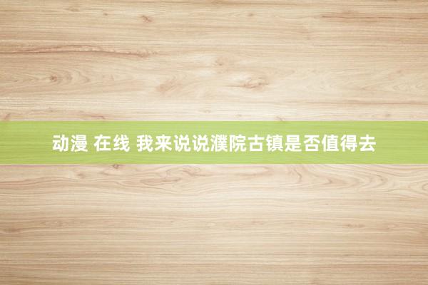 动漫 在线 我来说说濮院古镇是否值得去