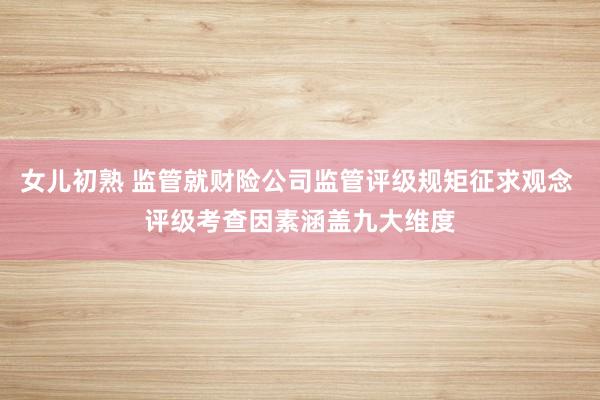 女儿初熟 监管就财险公司监管评级规矩征求观念 评级考查因素涵盖九大维度