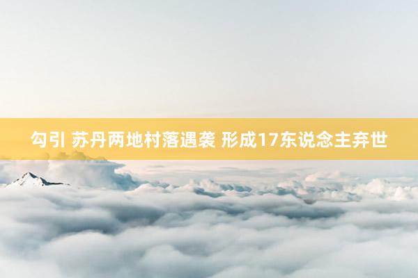 勾引 苏丹两地村落遇袭 形成17东说念主弃世