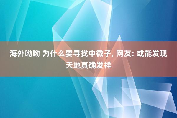 海外呦呦 为什么要寻找中微子， 网友: 或能发现天地真确发祥