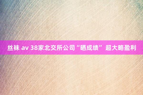 丝袜 av 38家北交所公司“晒成绩” 超大略盈利