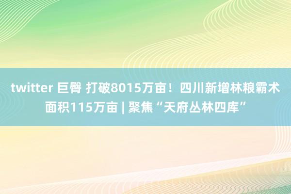twitter 巨臀 打破8015万亩！四川新增林粮霸术面积115万亩 | 聚焦“天府丛林四库”