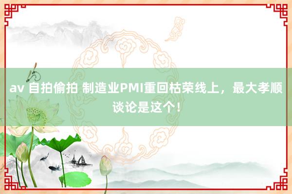 av 自拍偷拍 制造业PMI重回枯荣线上，最大孝顺谈论是这个！