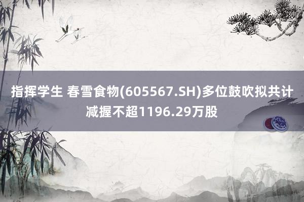 指挥学生 春雪食物(605567.SH)多位鼓吹拟共计减握不超1196.29万股