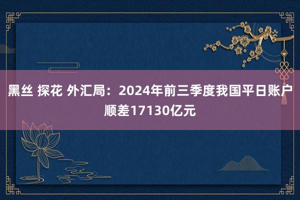 黑丝 探花 外汇局：2024年前三季度我国平日账户顺差17130亿元