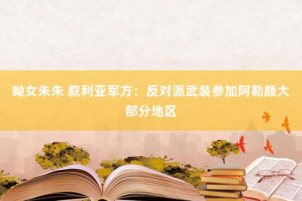 呦女朱朱 叙利亚军方：反对派武装参加阿勒颇大部分地区