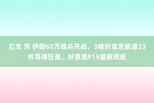 肛交 哭 伊朗60万雄兵开战，3艘好意思舰遭23枚导弹狂轰，好意思F15猖獗瑕疵