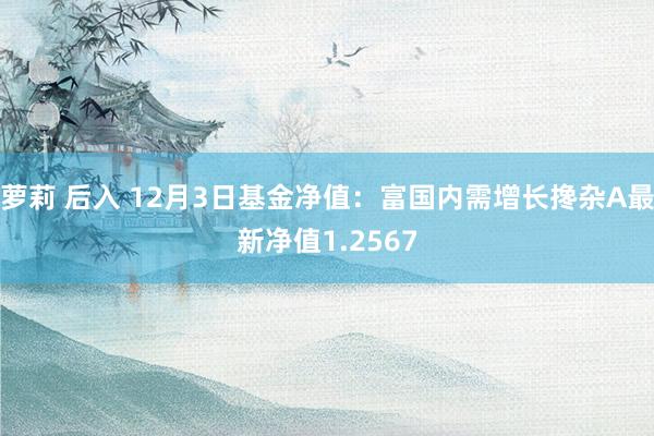萝莉 后入 12月3日基金净值：富国内需增长搀杂A最新净值1.2567