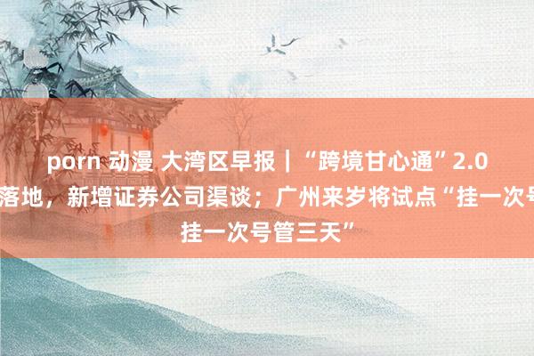 porn 动漫 大湾区早报｜“跨境甘心通”2.0试点精致落地，新增证券公司渠谈；广州来岁将试点“挂一次号管三天”