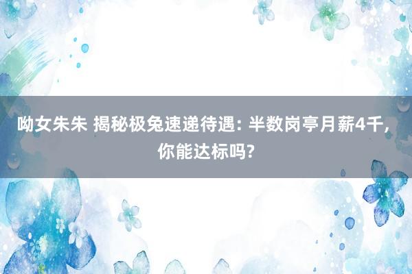 呦女朱朱 揭秘极兔速递待遇: 半数岗亭月薪4千， 你能达标吗?