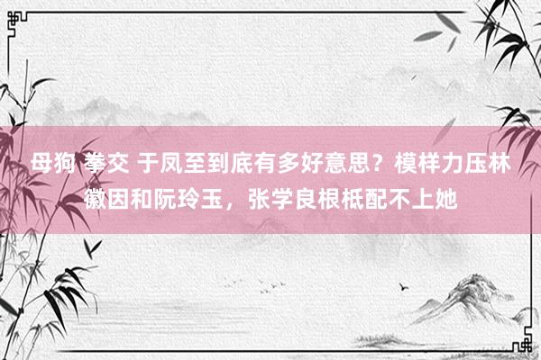 母狗 拳交 于凤至到底有多好意思？模样力压林徽因和阮玲玉，张学良根柢配不上她
