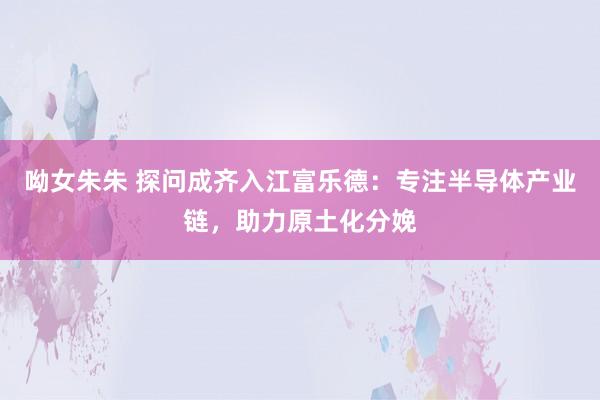 呦女朱朱 探问成齐入江富乐德：专注半导体产业链，助力原土化分娩