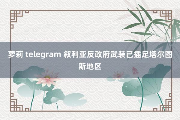 萝莉 telegram 叙利亚反政府武装已插足塔尔图斯地区
