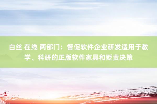 白丝 在线 两部门：督促软件企业研发适用于教学、科研的正版软件家具和贬责决策