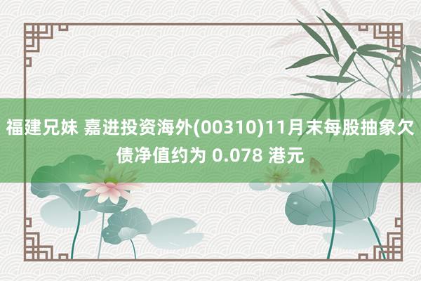 福建兄妹 嘉进投资海外(00310)11月末每股抽象欠债净值约为 0.078 港元