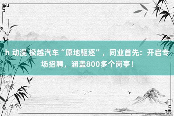 h 动漫 极越汽车“原地驱逐”，同业首先：开启专场招聘，涵盖800多个岗亭！