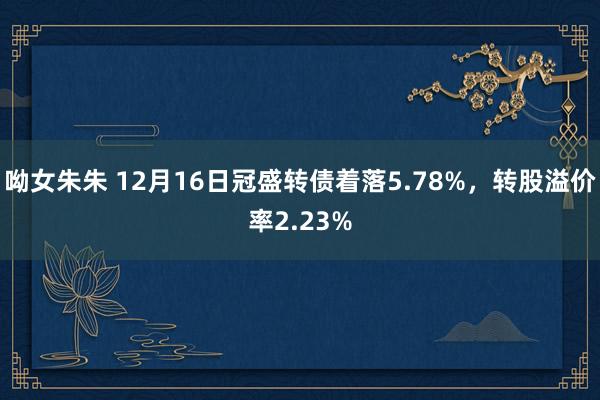 呦女朱朱 12月16日冠盛转债着落5.78%，转股溢价率2.23%