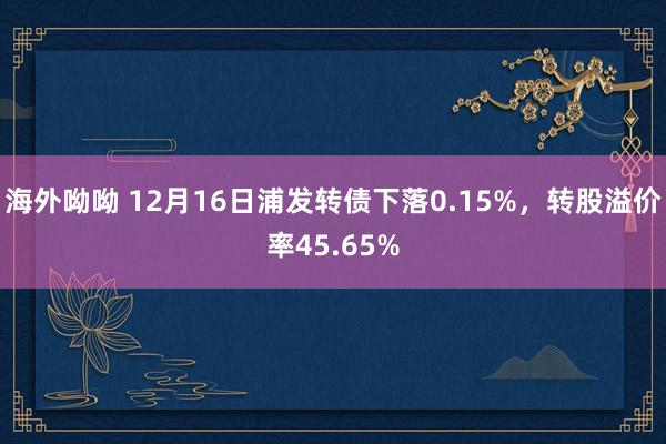 海外呦呦 12月16日浦发转债下落0.15%，转股溢价率45.65%