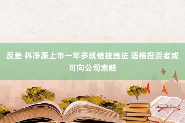 反差 科净源上市一年多就信披违法 适格投资者或可向公司索赔