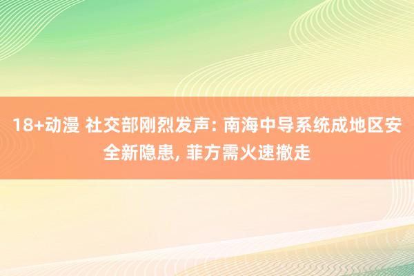 18+动漫 社交部刚烈发声: 南海中导系统成地区安全新隐患， 菲方需火速撤走