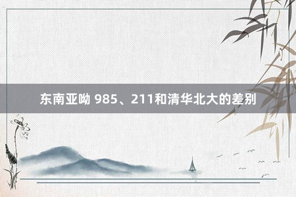 东南亚呦 985、211和清华北大的差别