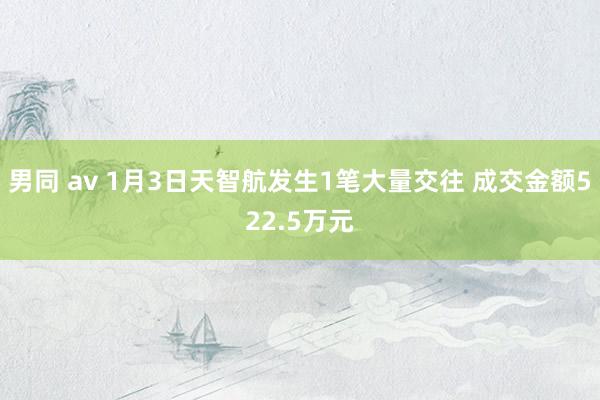 男同 av 1月3日天智航发生1笔大量交往 成交金额522.5万元