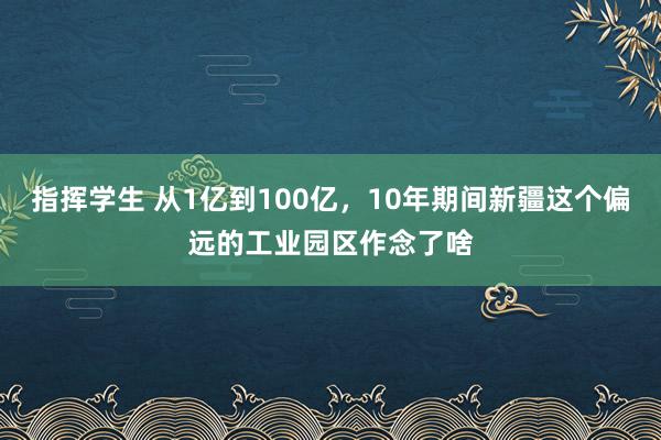 指挥学生 从1亿到100亿，10年期间新疆这个偏远的工业园区作念了啥