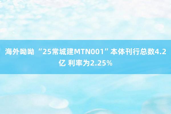 海外呦呦 “25常城建MTN001”本体刊行总数4.2亿 利率为2.25%