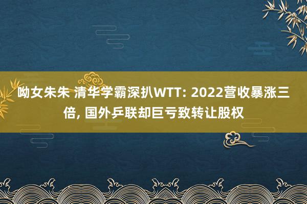 呦女朱朱 清华学霸深扒WTT: 2022营收暴涨三倍， 国外乒联却巨亏致转让股权