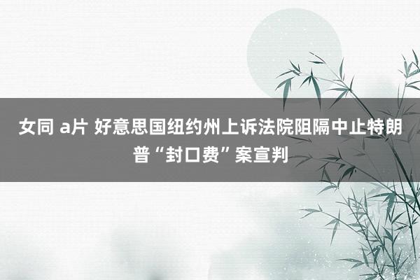 女同 a片 好意思国纽约州上诉法院阻隔中止特朗普“封口费”案宣判