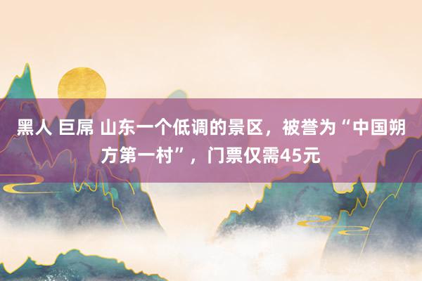 黑人 巨屌 山东一个低调的景区，被誉为“中国朔方第一村”，门票仅需45元