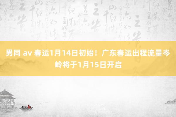 男同 av 春运1月14日初始！广东春运出程流量岑岭将于1月15日开启