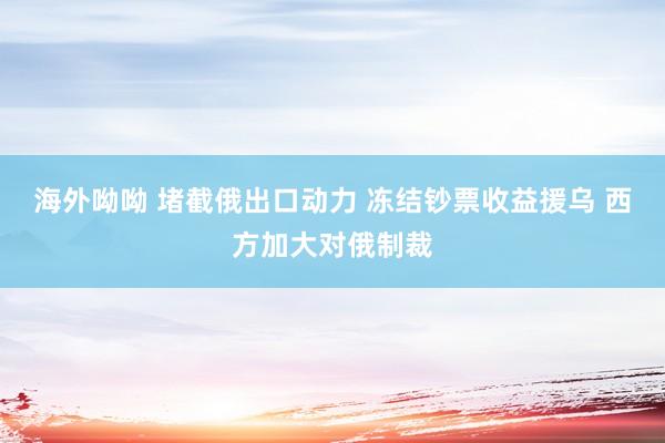 海外呦呦 堵截俄出口动力 冻结钞票收益援乌 西方加大对俄制裁