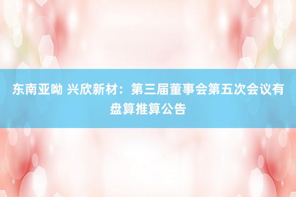 东南亚呦 兴欣新材：第三届董事会第五次会议有盘算推算公告