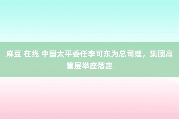 麻豆 在线 中国太平委任李可东为总司理，集团高管层举座落定